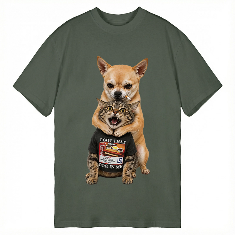 Modecanvas Chihuahua&Cat Funny DTG Printing Classic T-Shirt-modecanvas