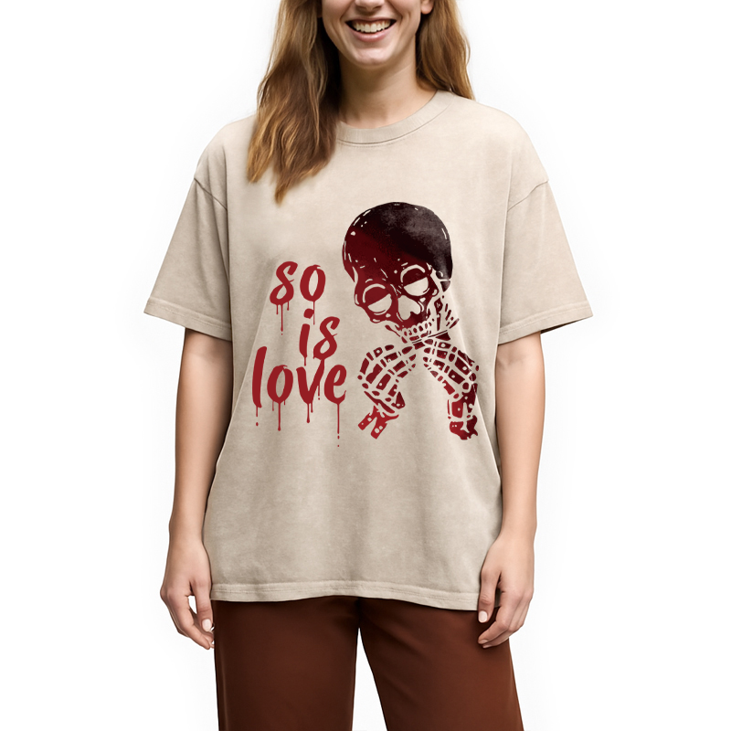 Modecanvas So Is Love DTG Printing Washed T-Shirt