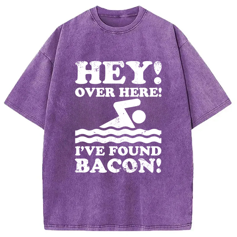Modecanvas Hey Over Here Ive Found Bacon DTG Printing Washed T-Shirt