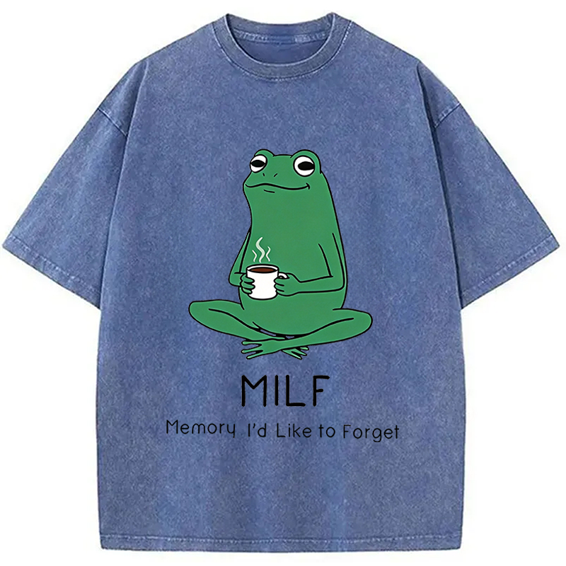 Modecanvas MILF Funny DTG Printing Washed T-Shirt-modecanvas