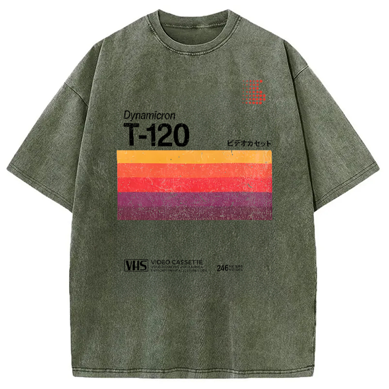 Modecanvas VHS T-120 Vintage Video Tape Washed T-Shirt