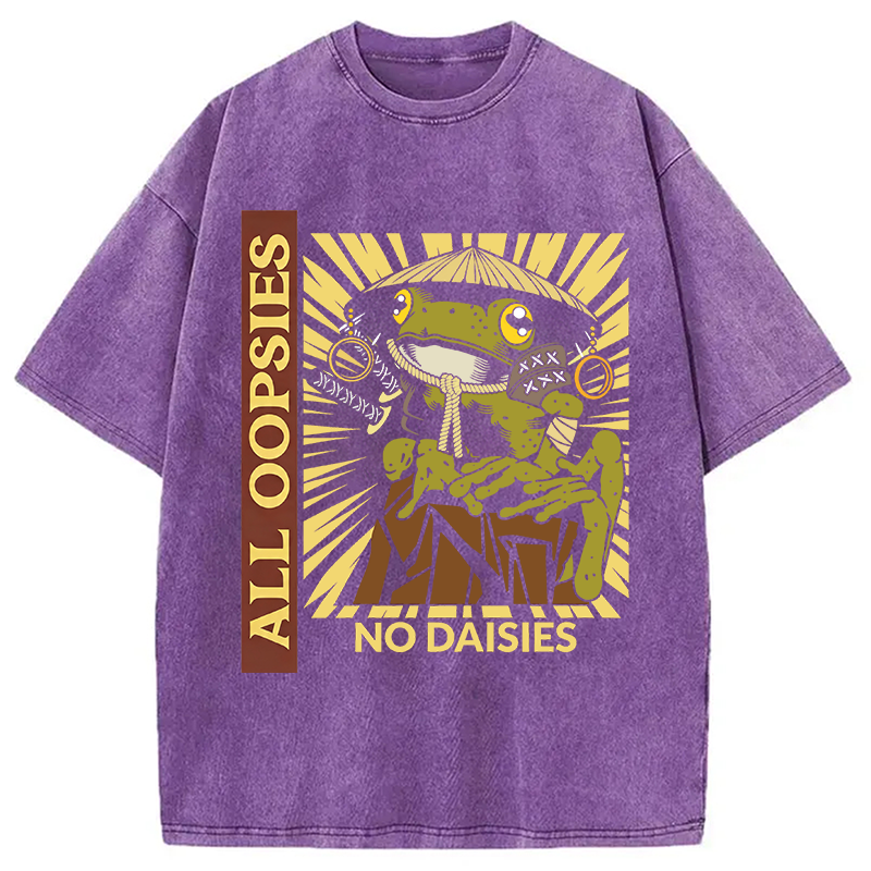 Modecanvas All Oopsies No Daisies Samurai Warrior Frog DTG Printing Washed T-Shirt