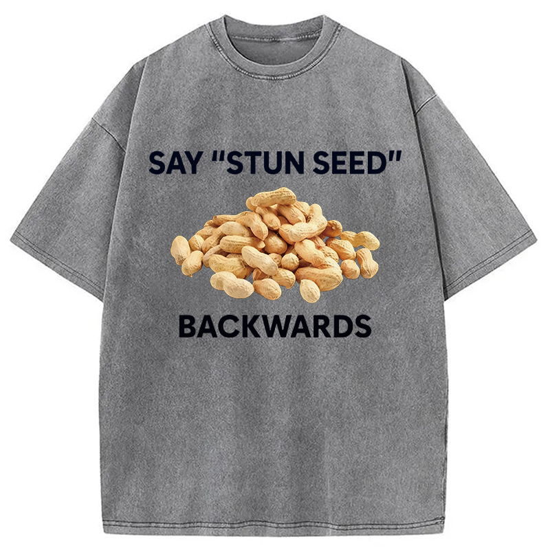 Modecanvas Say Stun Seed Backwards DTG Printing Washed T-Shirt