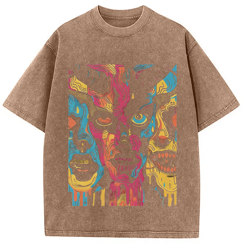 Modecanvas Creepy Horror DTG Printing Washed T-Shirt