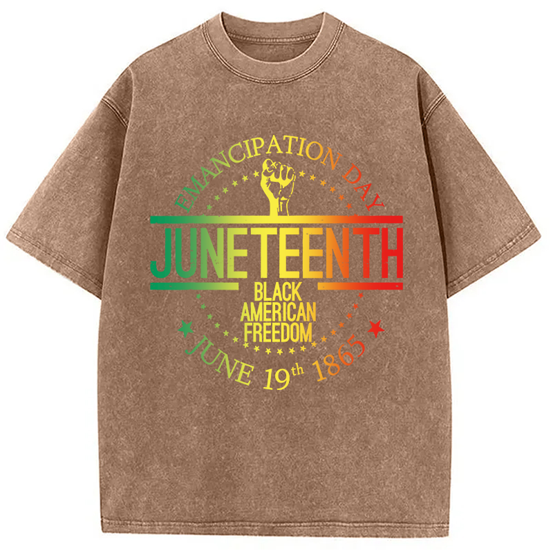 Modecanvas Juneteenth Independence Day DTG Printing Washed T-Shirt
