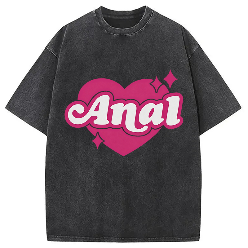 Modecanvas Anal Heart DTG Printing Washed T-Shirt