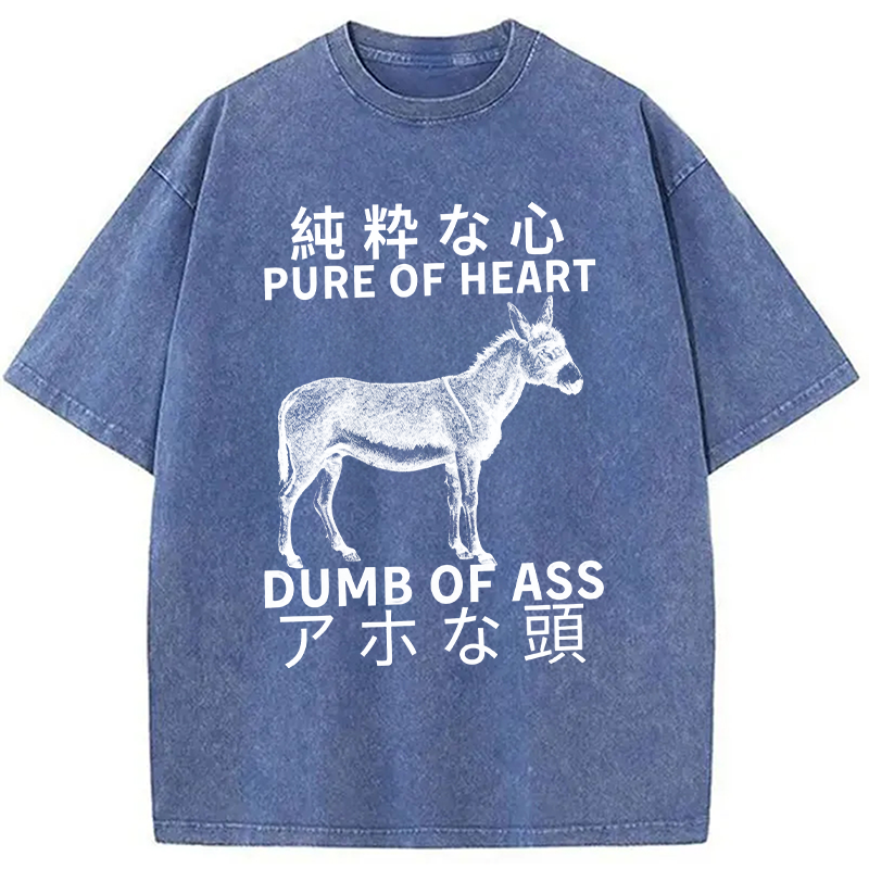 Modecanvas Donkey Pure of Heart Dumb of Ass Washed T-Shirt-modecanvas