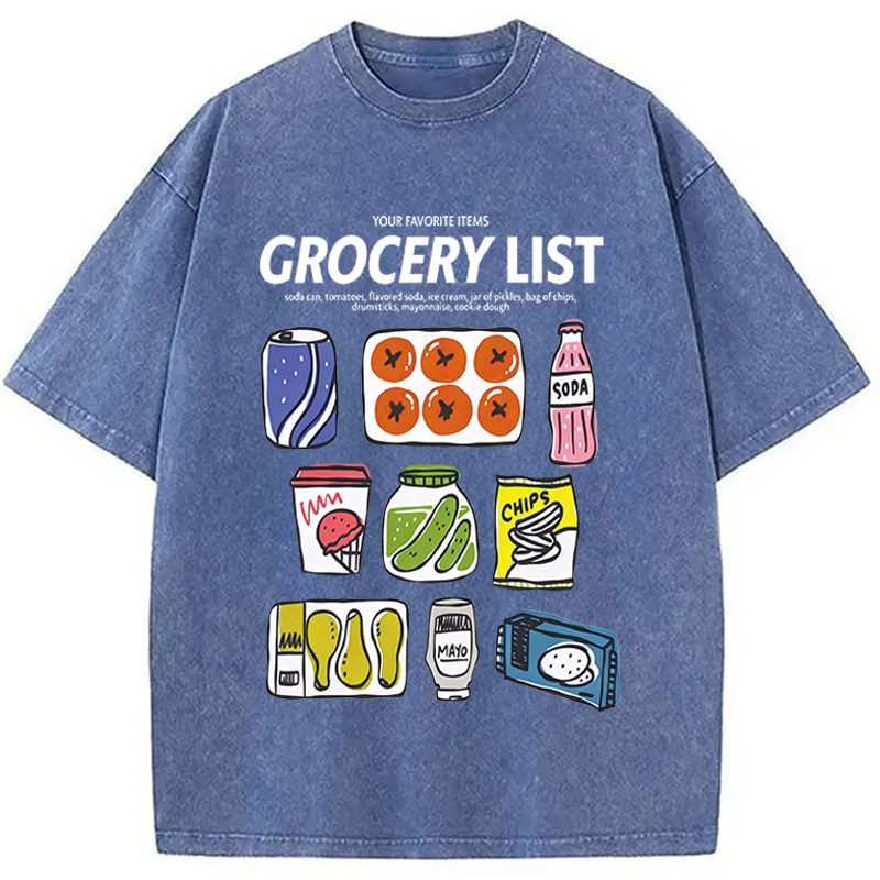 Modecanvas Grocery List Fun DTG Printing Washed T-Shirt