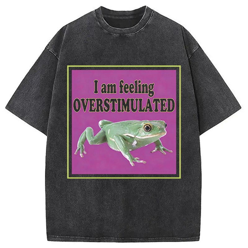 Modecanvas I Am Feeling Overstimulated DTG Printing Washed T-Shirt