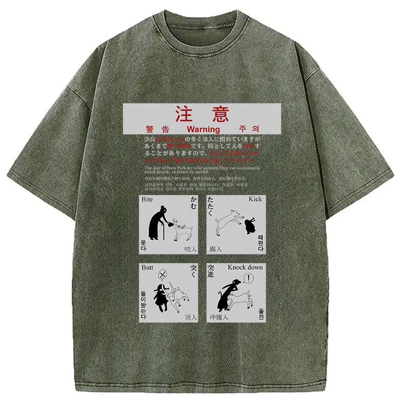 Modecanvas Beware of the Hungry Deer Washed T-Shirt