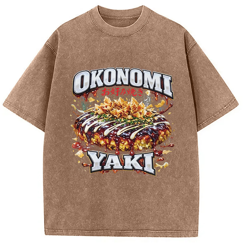 Modecanvas Ironic Okonomiyaki Meme DTG Printing Washed T-Shirt