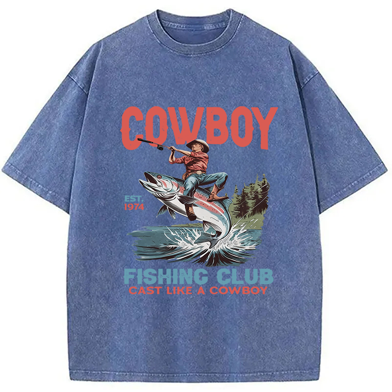 Modecanvas Vintage Cowboy Fish Washed T-Shirt