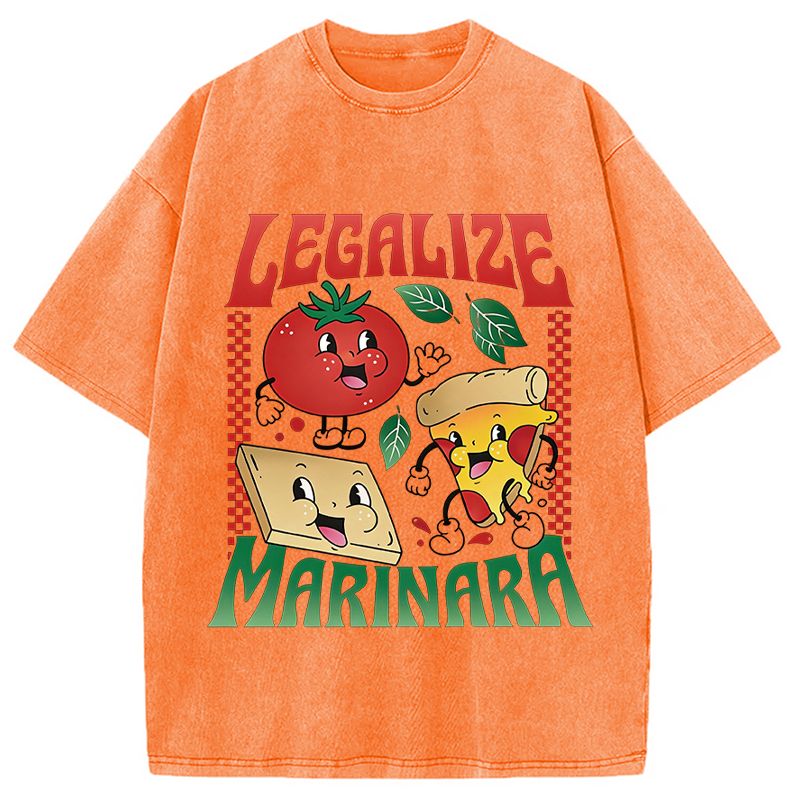 Modecanvas Funny Legalize Marinara DTG Printing Washed T-Shirt