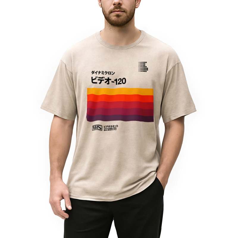 Modecanvas Retro Japanese VHS Cassette Washed T-Shirt