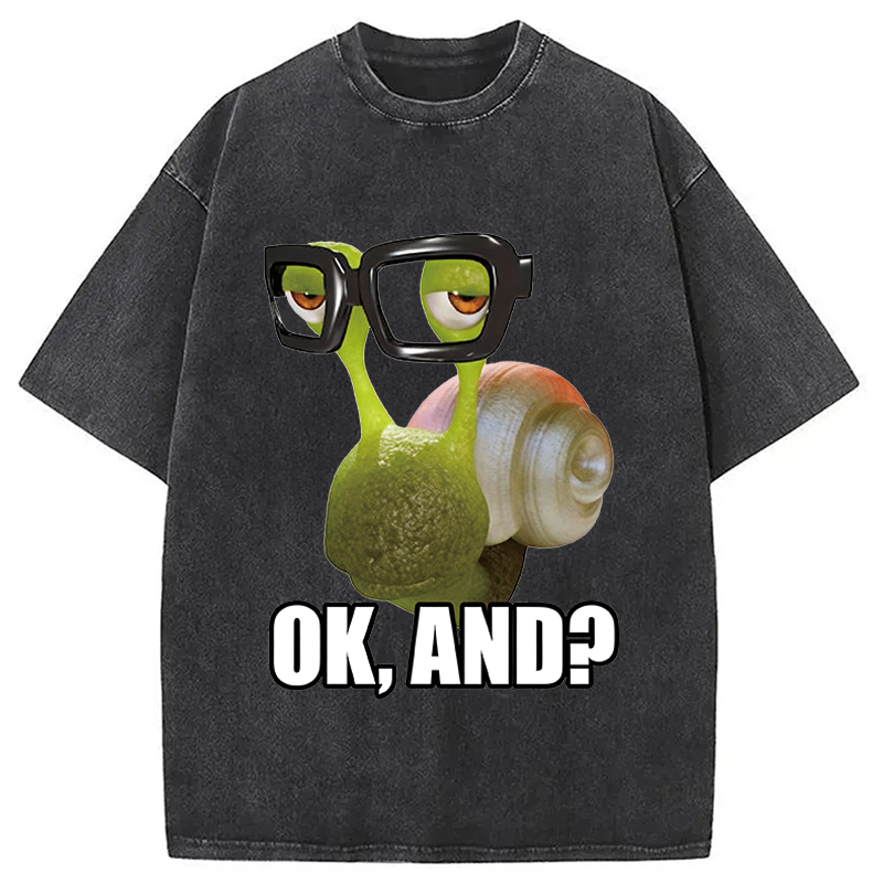 Modecanvas Ok And Snail DTG Printing Washed T-Shirt