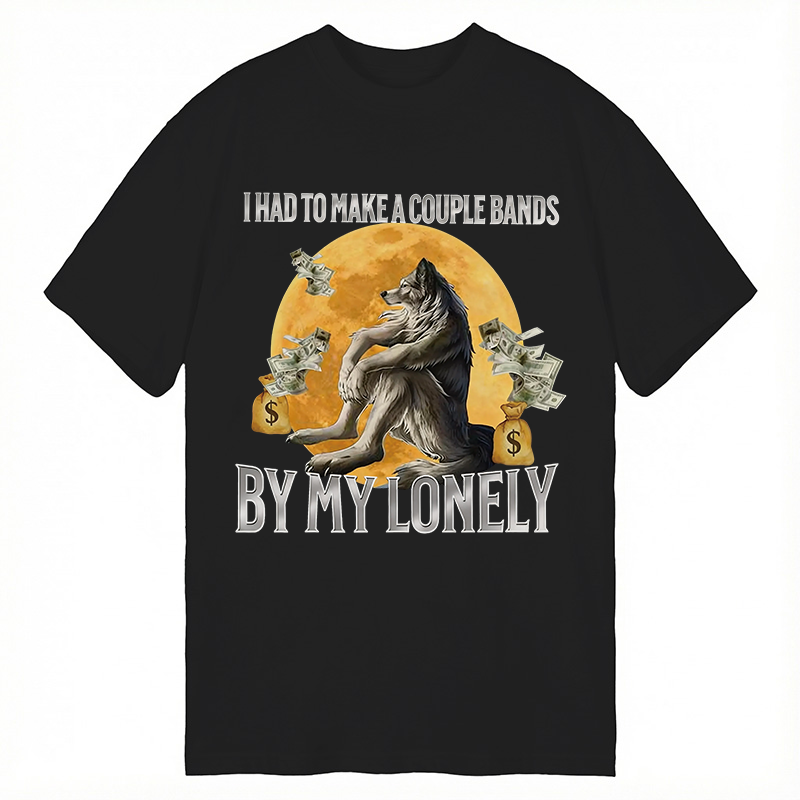 Modecanvas Lonely Alpha Wolf Meme DTG Printing Classic T-Shirt-modecanvas
