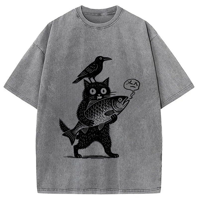 Modecanvas Black Animals Washed T-Shirt
