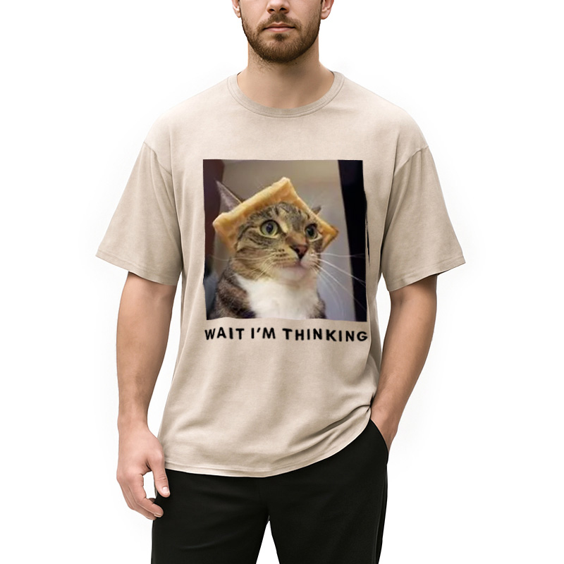 Modecanvas Wait Im Thinking Meme Washed T-Shirt