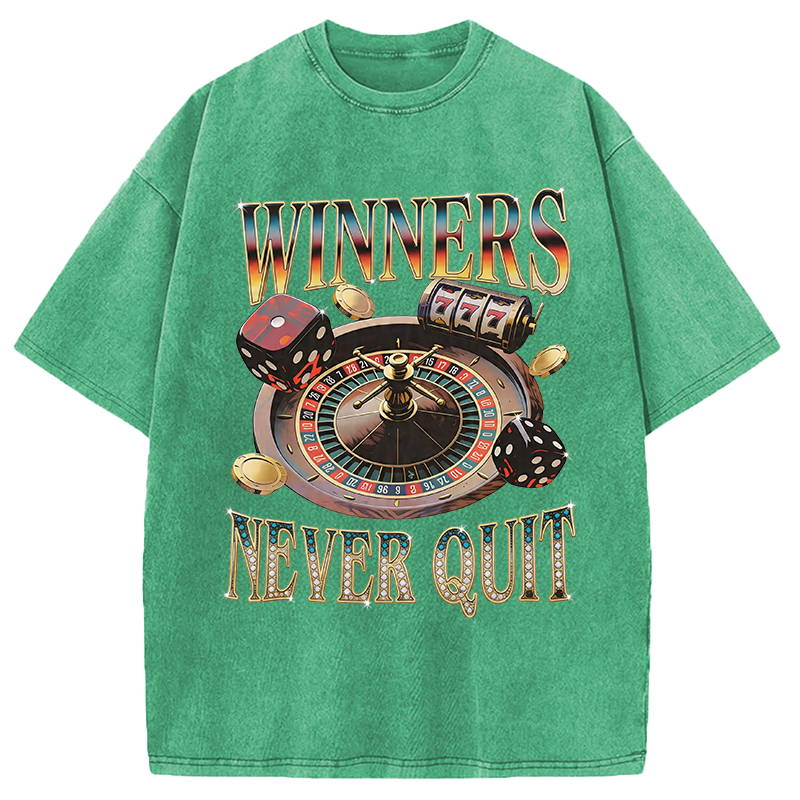 Modecanvas Winners Never Quit DTG Printing Washed T-Shirt
