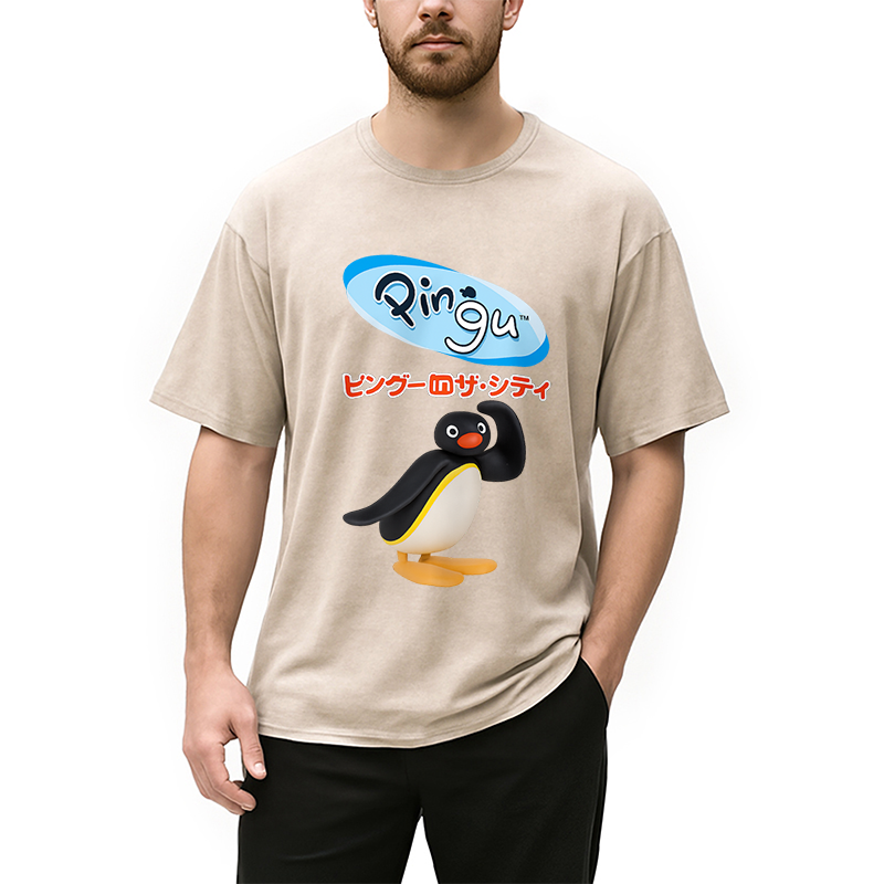 Modecanvas Pingu In The City Japanese Washed T-Shirt