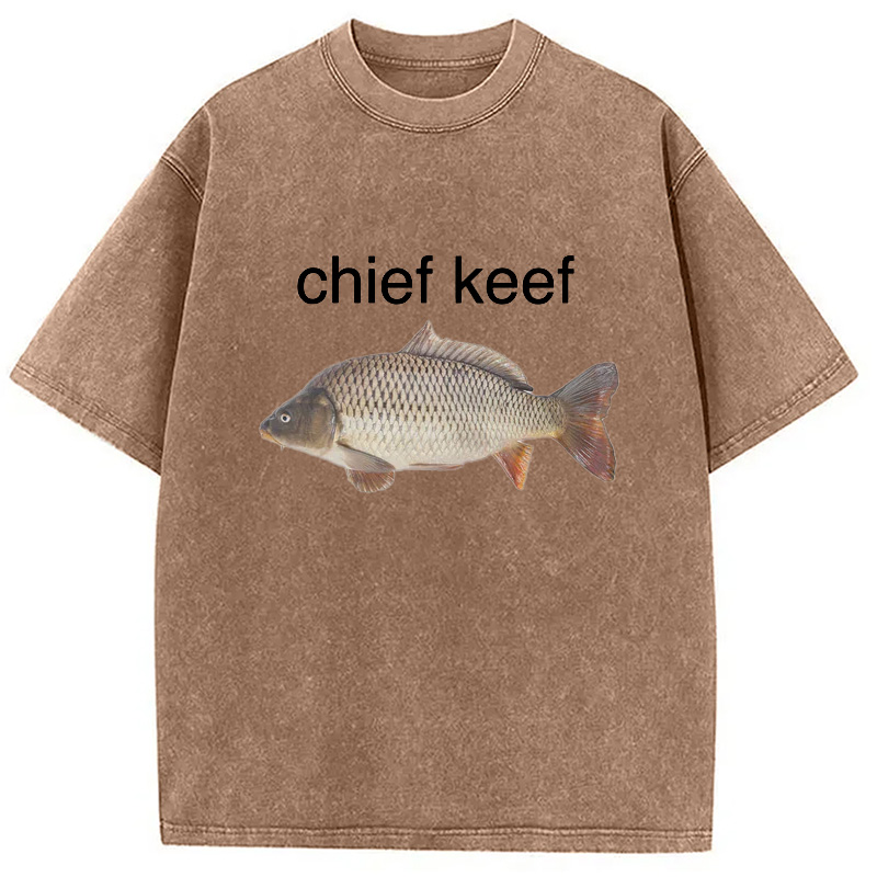 Modecanvas Chief Keef Fish Washed T-Shirt-modecanvas