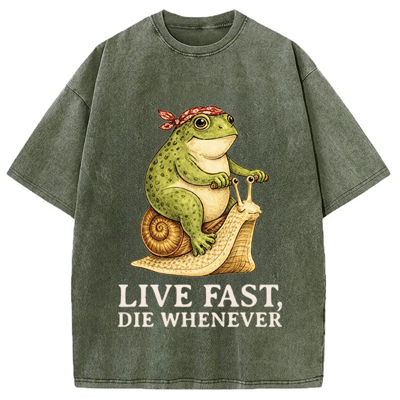 Modecanvas Live Fast Die Whenever DTG Printing Washed T-Shirt