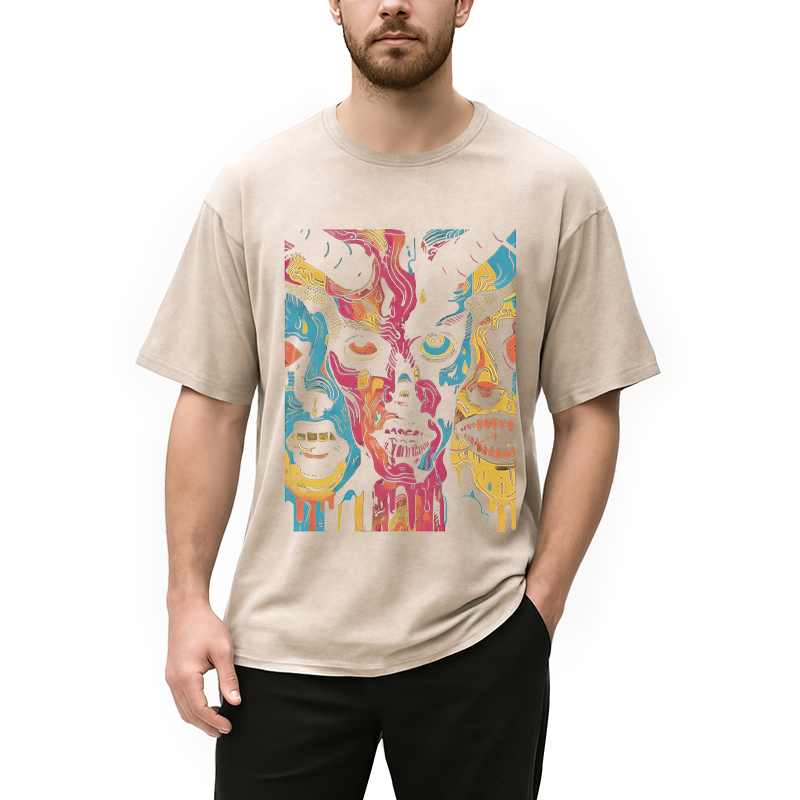Modecanvas Creepy Horror DTG Printing Washed T-Shirt