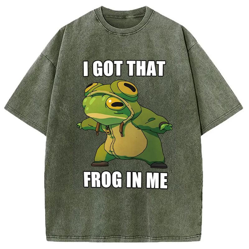 Modecanvas I Got That Frog In Me Funny DTG Printing Washed T-Shirt