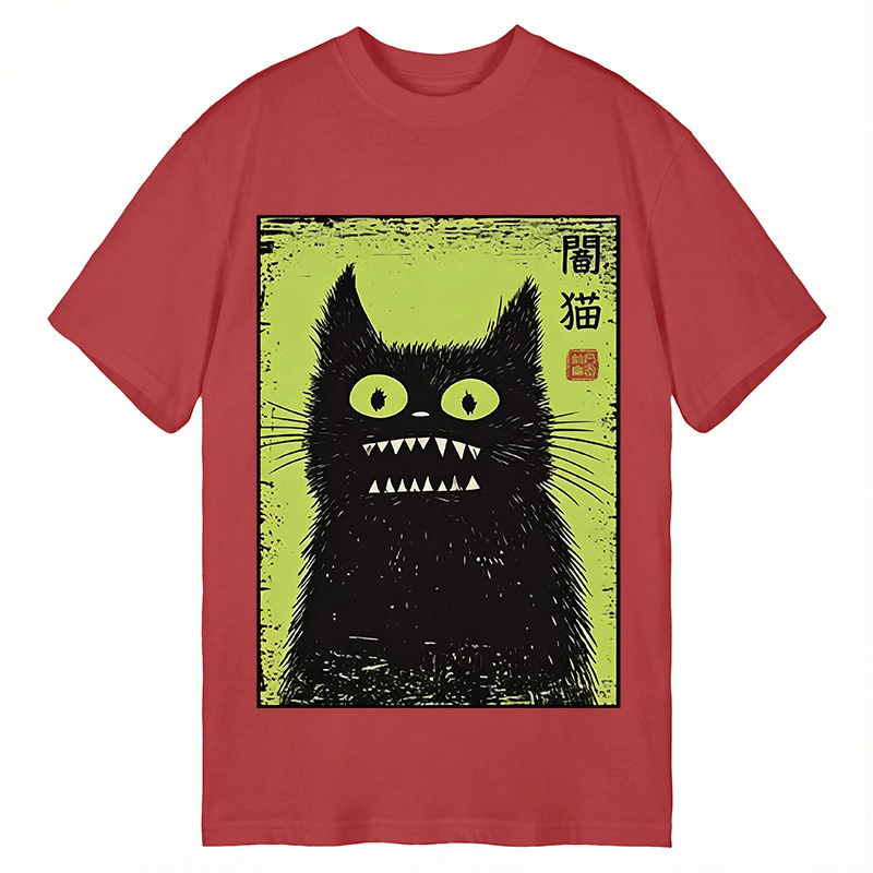 Modecanvas Spooky Black Cat DTG Printing Classic T-Shirt-modecanvas