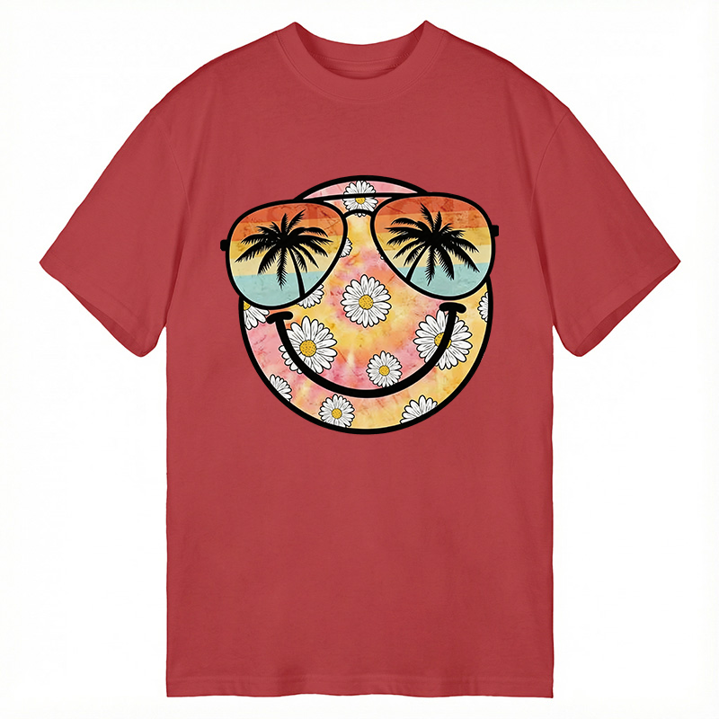 Modecanvas Summer Daisy Smile Face DTG Printing Classic T-Shirt-modecanvas