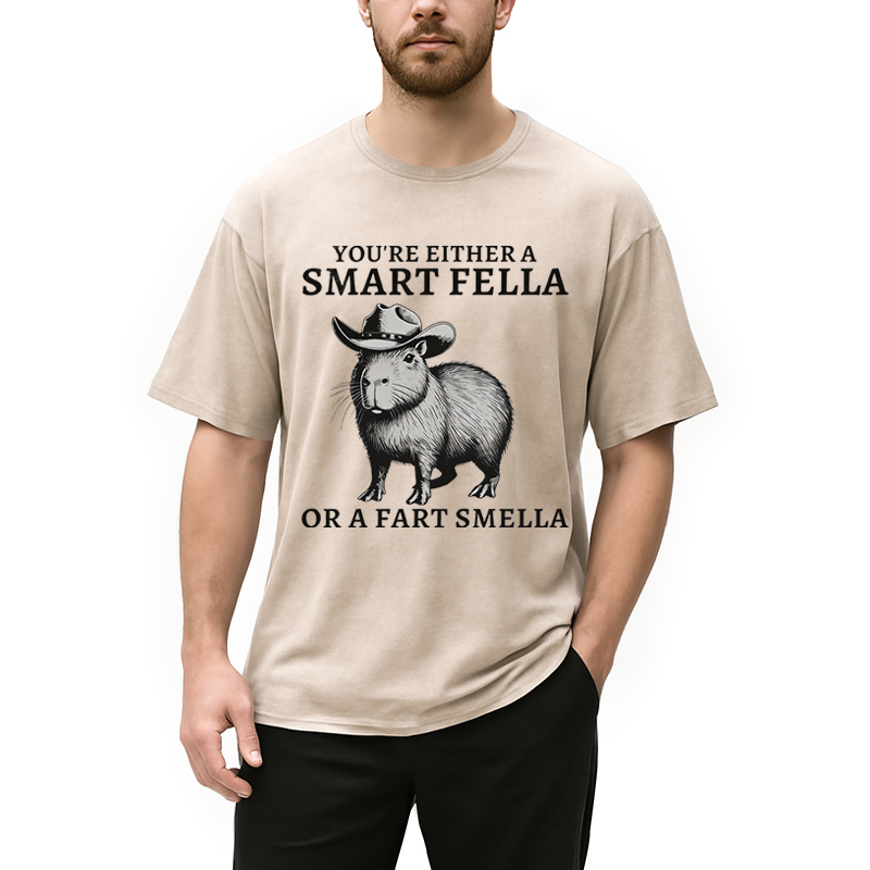 Modecanvas Retro Smart Fella Capybara 90s Washed T-Shirt
