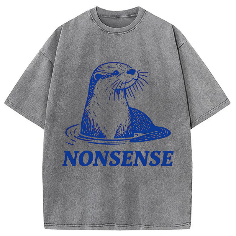 Modecanvas Funny Sea Otters Meme DTG Printing Washed T-Shirt