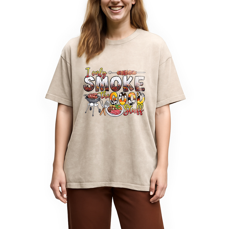 Modecanvas I Only Smoke The Good Stuff DTG Printing Washed T-Shirt