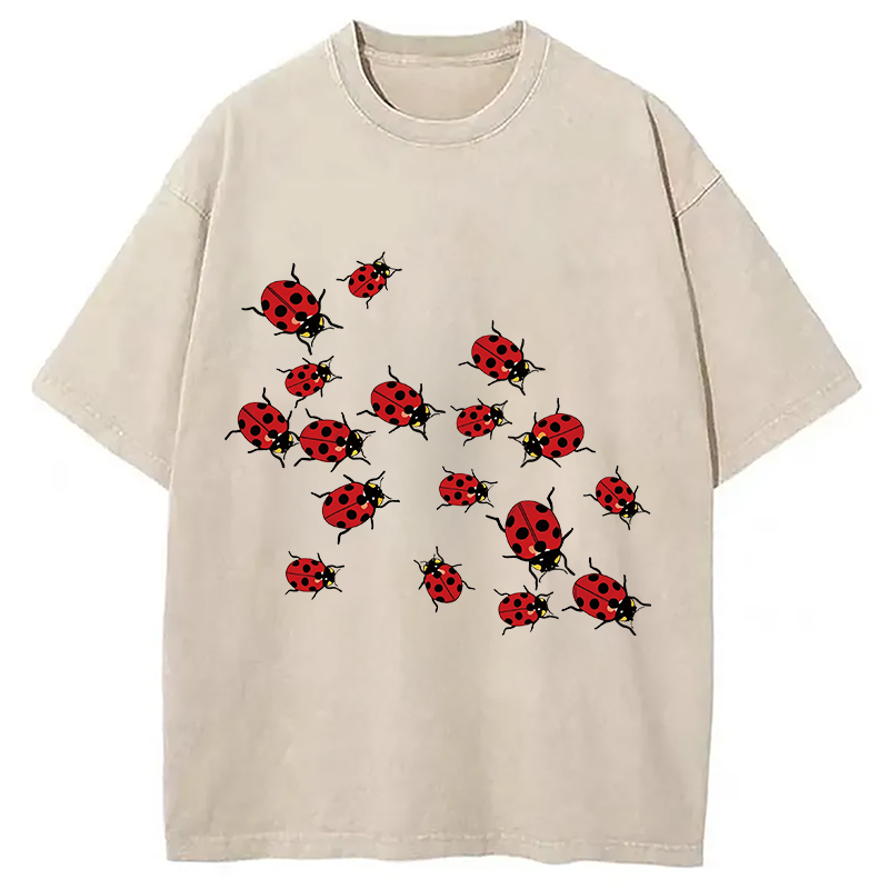 Modecanvas Ladybug DTG Printing Washed T-Shirt