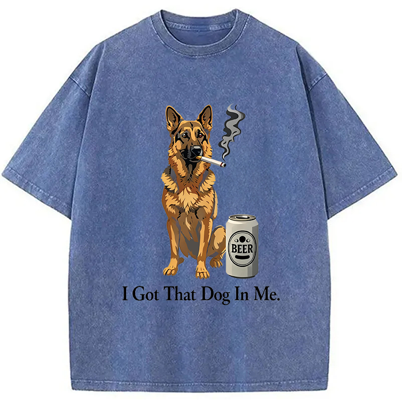Modecanvas I Got A Dog In Me DTG Printing Washed T-Shirt