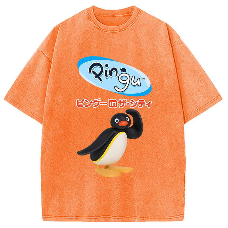 Modecanvas Pingu In The City Japanese Washed T-Shirt