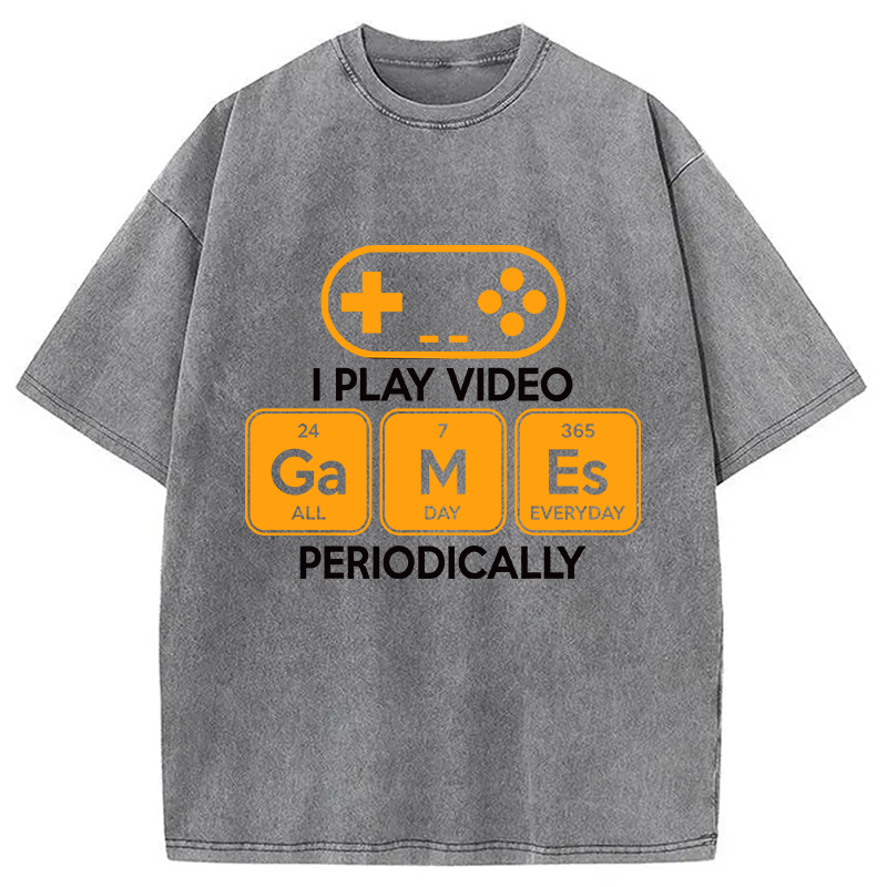Modecanvas Play Video Games Periodically Funny Science Humor DTG Printing Washed T-Shirt