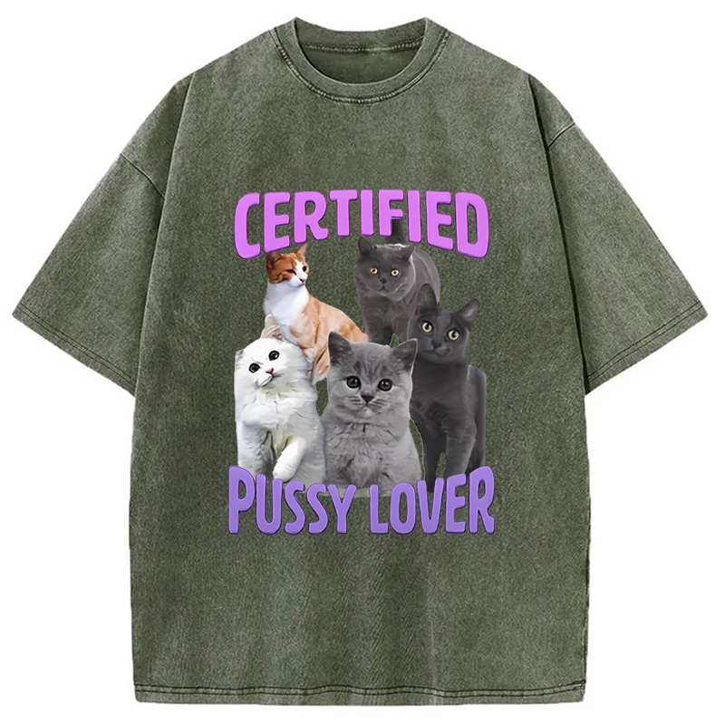 Modecanvas Certified Pussy Lover Washed T-Shirt