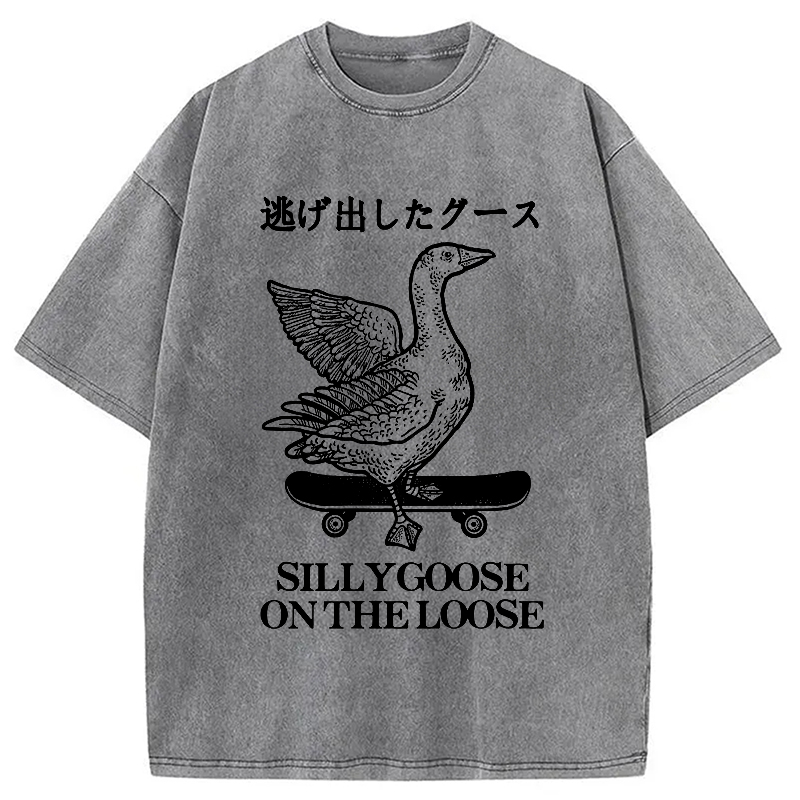 Modecanvas Skateboard Goose Washed T-Shirt-modecanvas