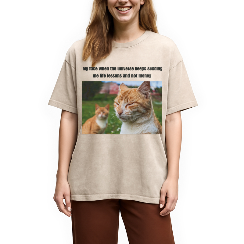 Modecanvas Grumpy Cat Meme DTG Printing Washed T-Shirt