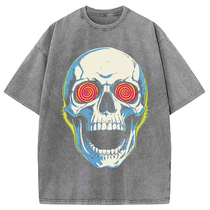Modecanvas Spiral Death Stare DTG Printing Washed T-Shirt-modecanvas
