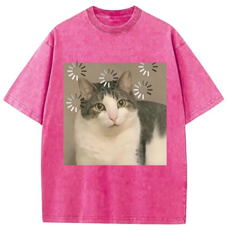 Modecanvas Cat Reload The Brain DTG Printing Washed T-Shirt