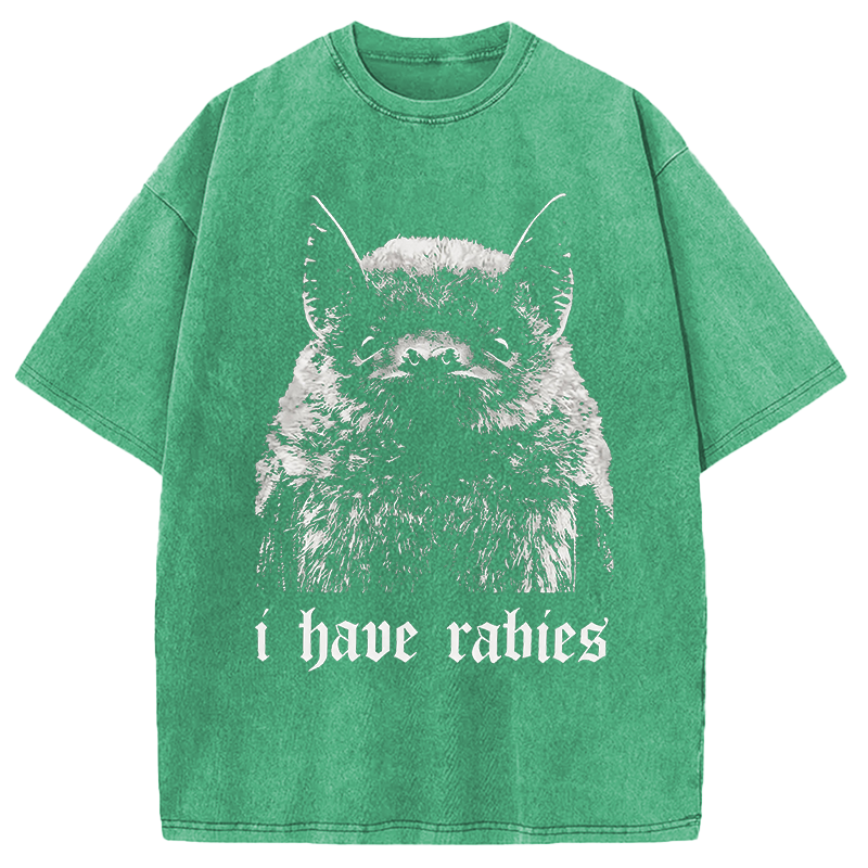 Modecanvas I Have Rabies DTG Printing Washed T-Shirt