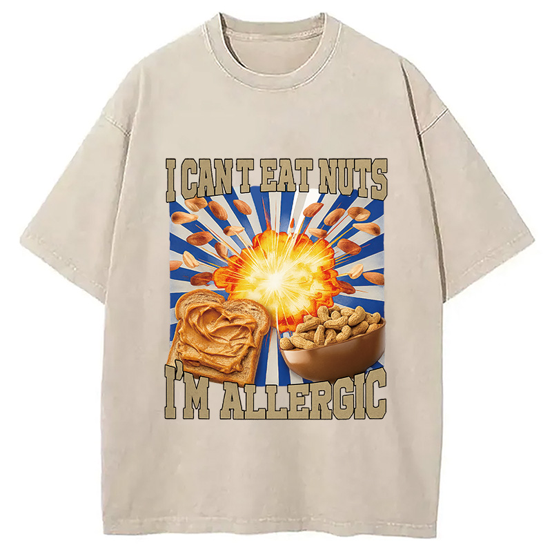 Modecanvas Allergy Nut Intolerance Washed T-Shirt