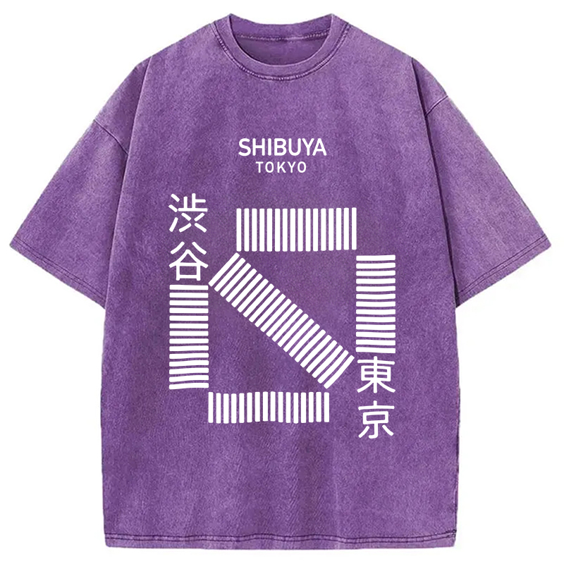 Modecanvas Japanese Shibuya Crossing Washed T-Shirt
