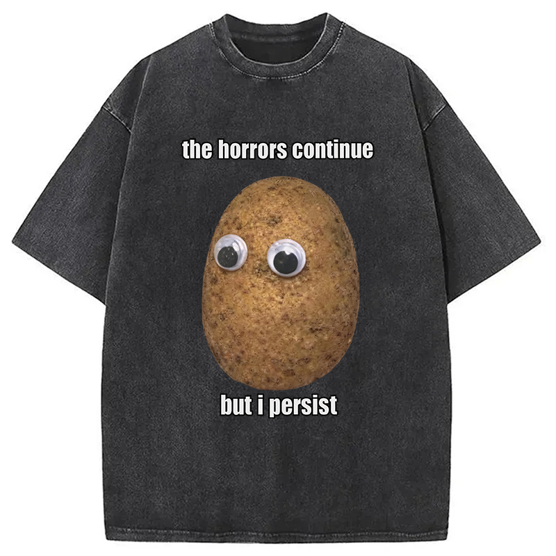 Modecanvas The Horrors Continue But I Persist DTG Printing Washed T-Shirt