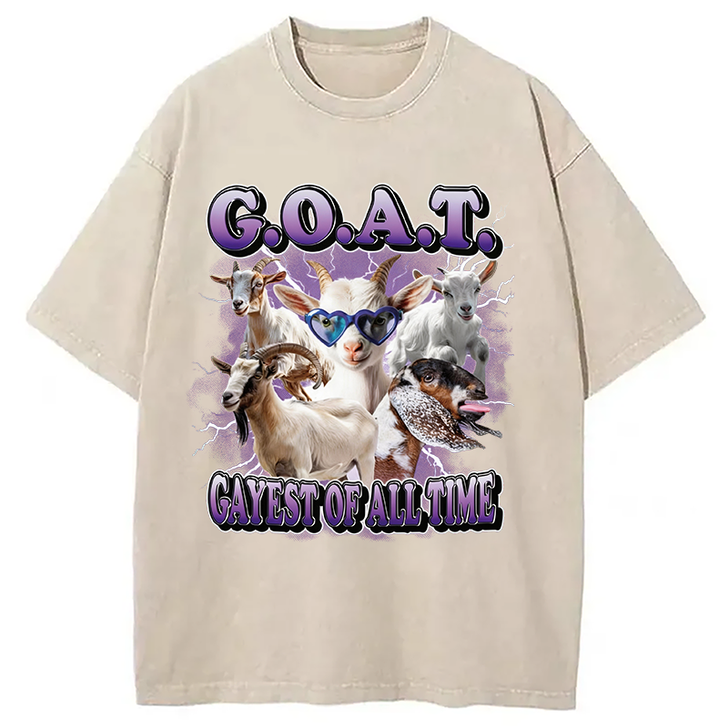 Modecanvas GOAT Gayest Of All Time DTG Printing Washed T-Shirt