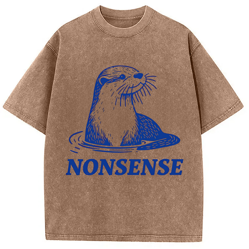 Modecanvas Funny Sea Otters Meme DTG Printing Washed T-Shirt