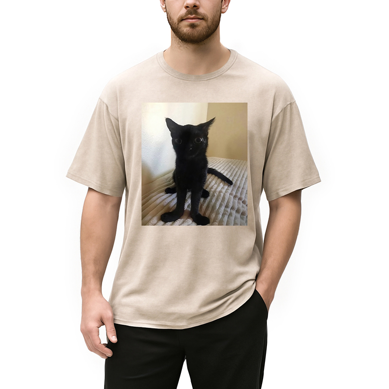 Modecanvas Big Foot Jinx Black Cat Washed T-Shirt