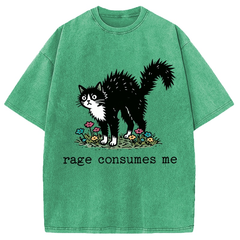 Modecanvas Angry Tuxedo Cat DTG Printing Washed T-Shirt